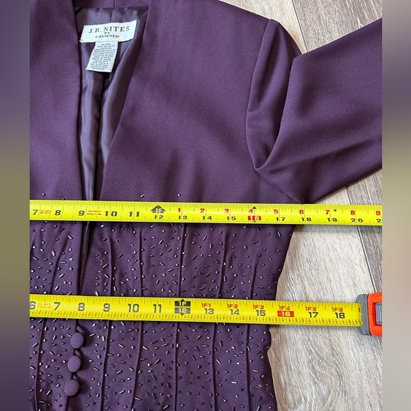 🛍️J. R. Nites by caliendo dark purple jacket with sparkly beaded size Tall 6 - Picture 7 of 10